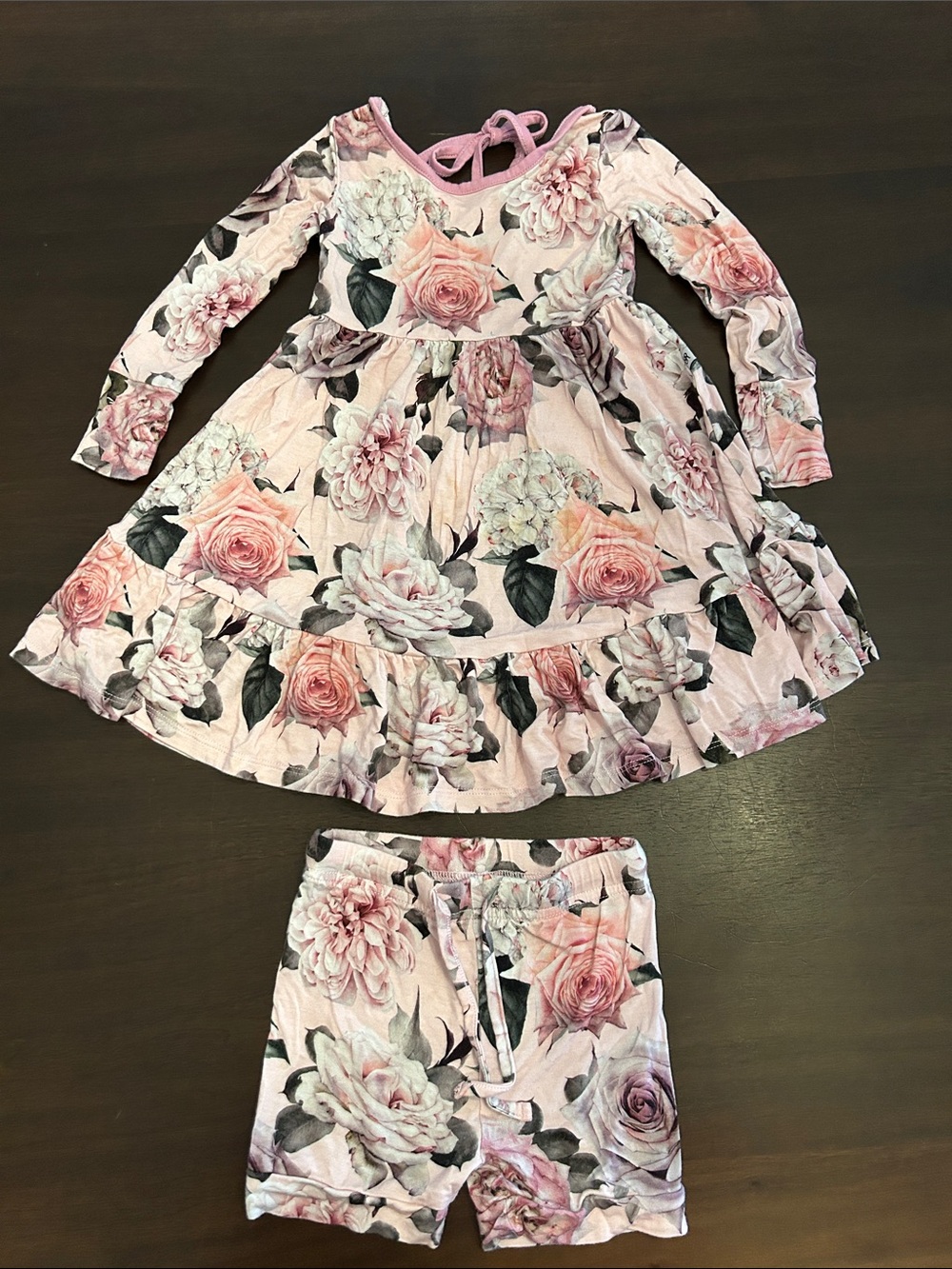 Bums and roses long sleeve dress + shorts